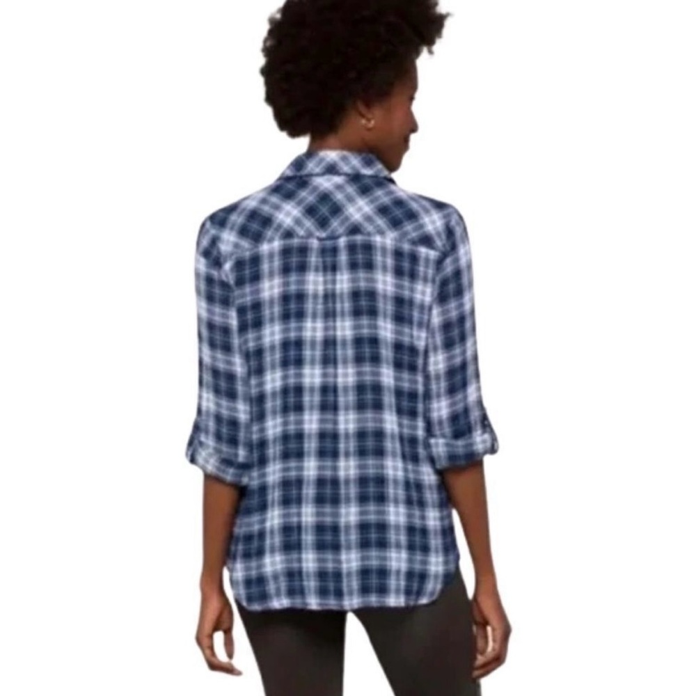 Kut From The Kloth Boylen Plaid Flannel Snap Button Shirt Roll Up Sleeve Large - Picture 2 of 11